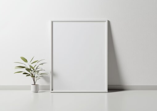 Elegant interior scene featuring a white frame prepared for displaying artwork.