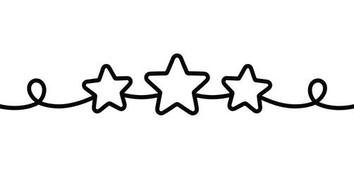 Three Stars Decorated With Curvy Line