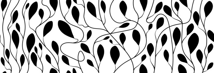 Abstract print with leaves on a white background. Seamless pattern.