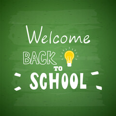  Back to school, inscription in chalk on a green board. School start day.