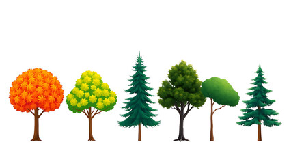 Vibrant Autumn Trees A Collection of Colorful Fall Foliage Illustrations