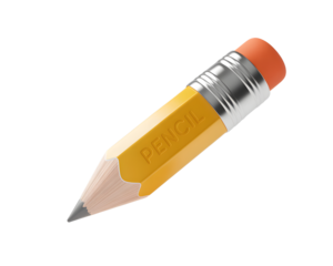 Yellow Pencil with Eraser 3D Render on Transparent Background
