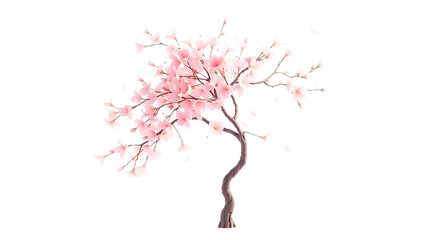 Obraz premium Elegant Pink Cherry Blossom Tree A Delicate Springtime Illustration