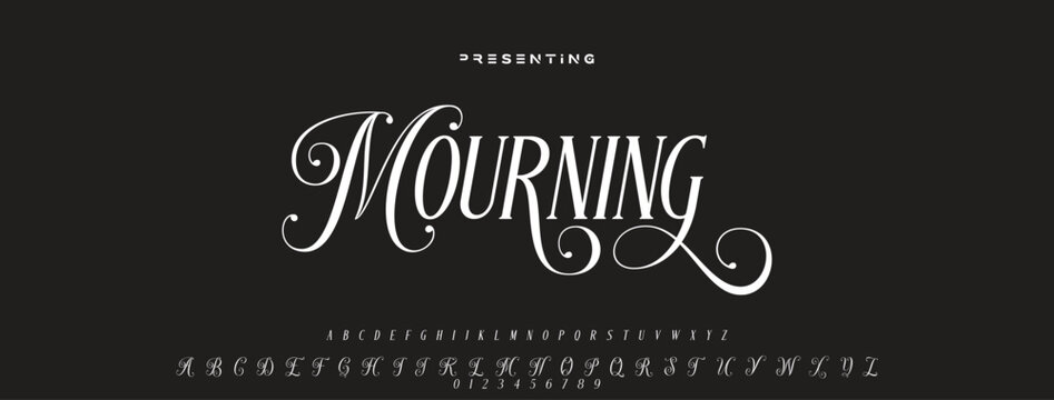 Luxury serif font in modern style. Elegant wedding alphabet letters font and number. Typography Luxury classic lettering serif fonts decorative vintage retro logo