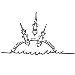 missile explosion impact  in doodle cartoon