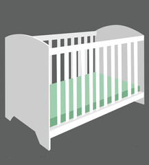 baby crib.illustration of an empty wooden baby crib