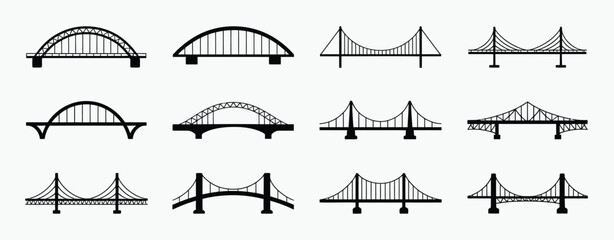 Variety of Bridge Types Silhouettes