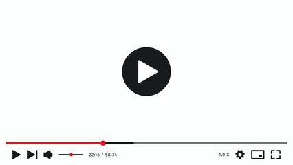 Multimedia player screen template. Display frame. Mockup video playback window. Online broadcasting. Social media concept. Media ui interface in white theme.