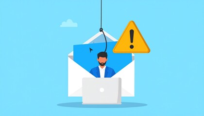 Digital bait illustration depicting email phishing and online security dangers