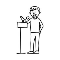 Fototapeta premium Man Speaking at Podium Doodle