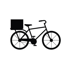 Black Silhouette of Bicycle with Cargo Box