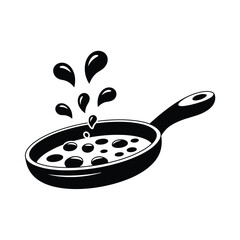 Frying Pan with Sizzling Food and Oil Splashes