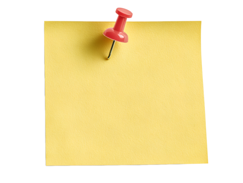 Yellow Sticky Note With Red Push Pin
