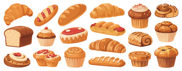 Assortment of Baked Goods Illustrations