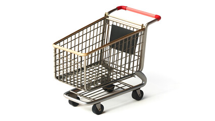 Modern Shopping Cart Design with Red Handle &ndash; Retail & Grocery Store Cart

