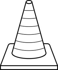 Line Art Traffic Cone with Square Base