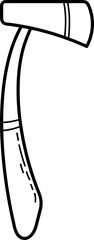 Curved Handle Hatchet Line Art Illustration