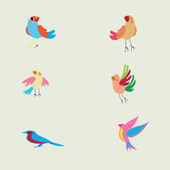  Colorful Birds Vector Set