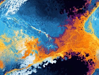 Thermal Radiation Dispersion Post-Ocean Impact, Infrared Color Scheme Energy Dissipation Simulation, Abstract Scientific Art Tile for Data Visualization
