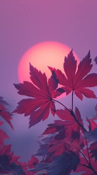 Red Maple Leaves at Sunset