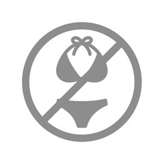 No swimming or bathing suit vector sign. Swim suits, bikini and swimwear not allowed icon.