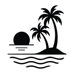 tropical island with palm trees