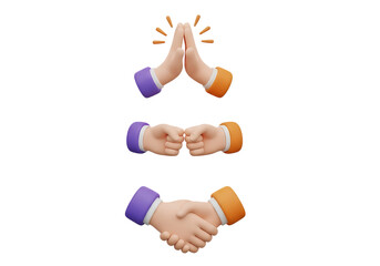 Cartoon Hands Gestures Set isolated on a transparent background