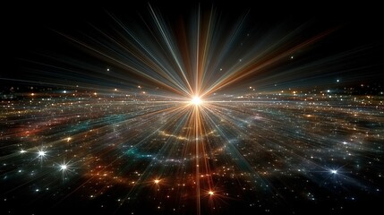 Naklejka premium Radiating light emanating from a point across a glowing, textured space