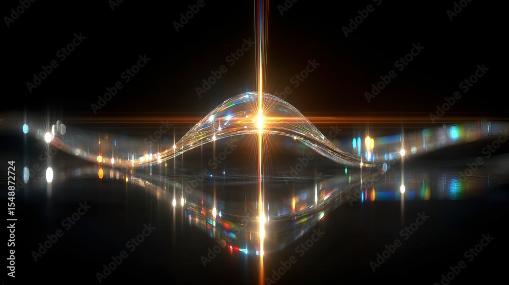 Canvas Prints luminous wave refracts into bokeh, a central light beam cuts through it