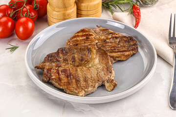Grilled pork neck sirloin steak