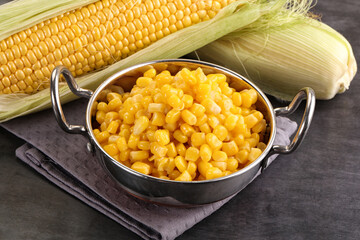 Canned sweet young corn grain