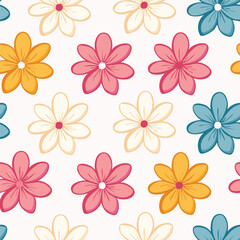 Pattern Flowers Hand Draw Vector
