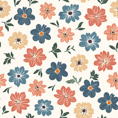 Pattern Flowers Hand Draw Vector