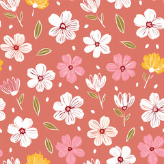 Pattern Flowers Hand Draw Vector
