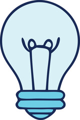 Stylized Lightbulb Illustration in Light Blue and Dark Blue Representing Ideas Innovation and Solutions Isolated on White Background for Creative Projects and Conceptual Designs