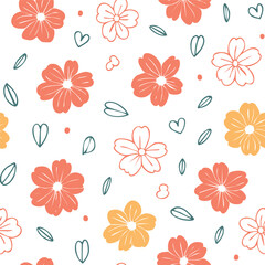 Pattern Flowers Hand Draw Vector