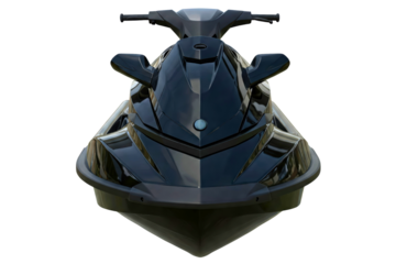Sleek black personal watercraft for thrilling water adventures isolated on a transparent background