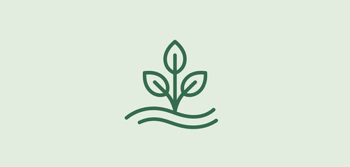 Simple Line Art Illustration of Plant Growing