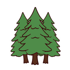 Fototapeta premium Three cartoon pine trees isolated on white background