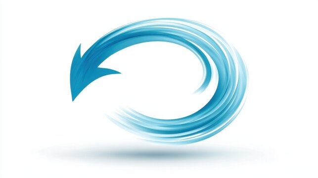 Circular Motion Symbol: A vibrant blue arrow gracefully curves, illustrating continuity and the flow of innovation, symbolizing a cycle of improvement in a dynamic design.