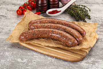Raw beef and lamb sausages