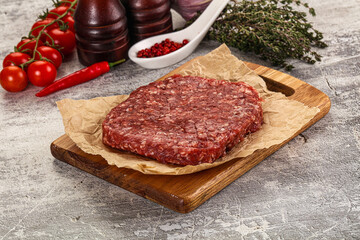 Raw beef burger cutlet for grill