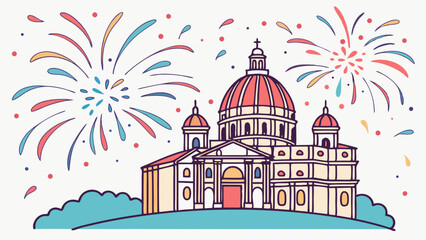 Minimal Party Vector Set – Colorful Fireworks and Confetti on White Background
