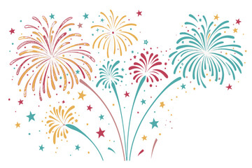 Vibrant Festive Vector Collection – Fireworks and Confetti Decoration