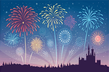 Festive Fireworks and Confetti Set – Clean and Vibrant Vector Design

