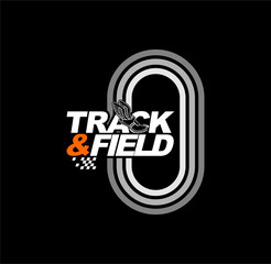 track and field graphic t-shirt design vector illustration