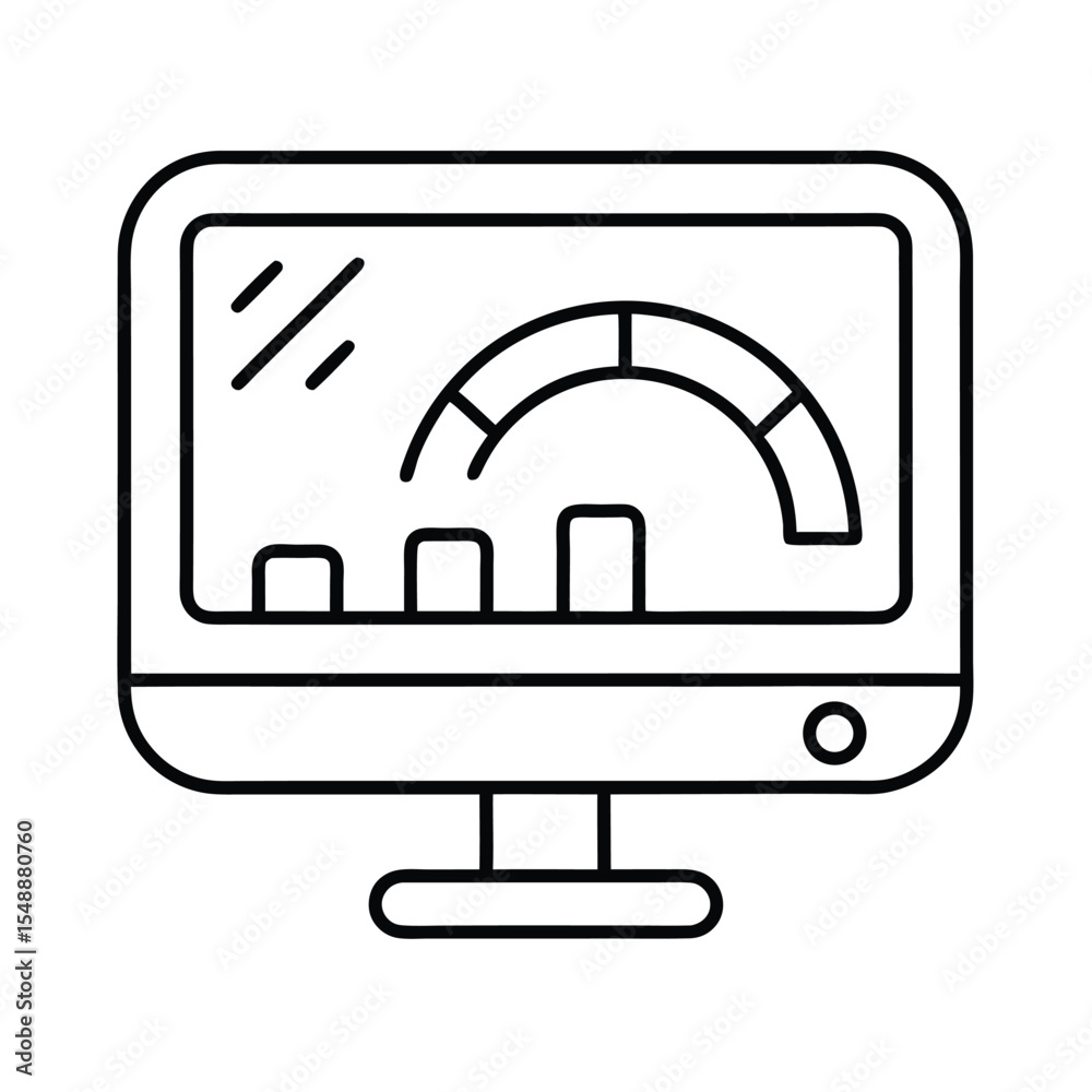 Fototapete monitor displaying dashboard with gauges representing performance metrics in modern minimalistic lin