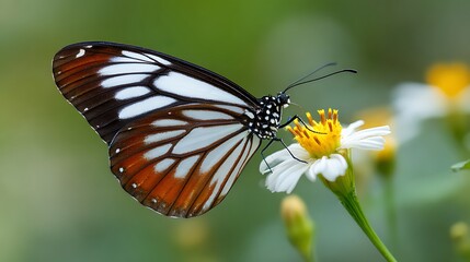 Fototapeta premium Butterfly on a Flower in a Field
