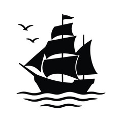 Minimalist Sailing Ship Silhouette