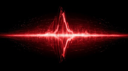 Dynamic red soundwave on black background: energy and frequency concept